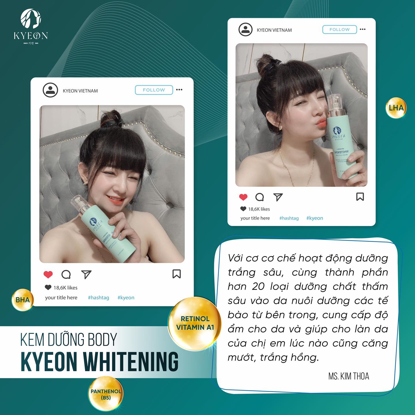Dưỡng trắng da Kyeon Whitening Body Lotion 12 Feedback của khách hàng Ms. Kim Thoa về Dưỡng trắng da Kyeon Whitening Body Lotion Hàn Quốc