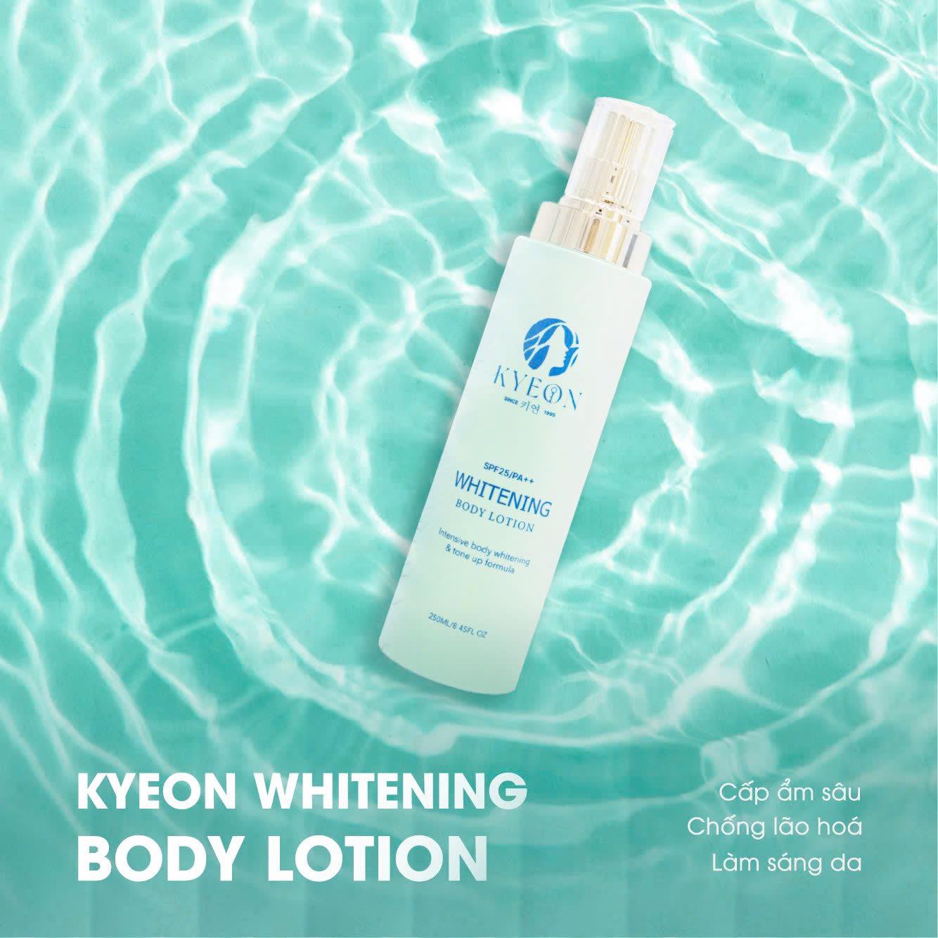 Bộ 3 sản phẩm mỹ phẩm KYEON – Giải pháp dưỡng da toàn diện cho làn da Việt 3 Làn da trắng sáng và đều màu khi sử dụng kem dưỡng trắng toàn thân KYEON mỗi ngày.