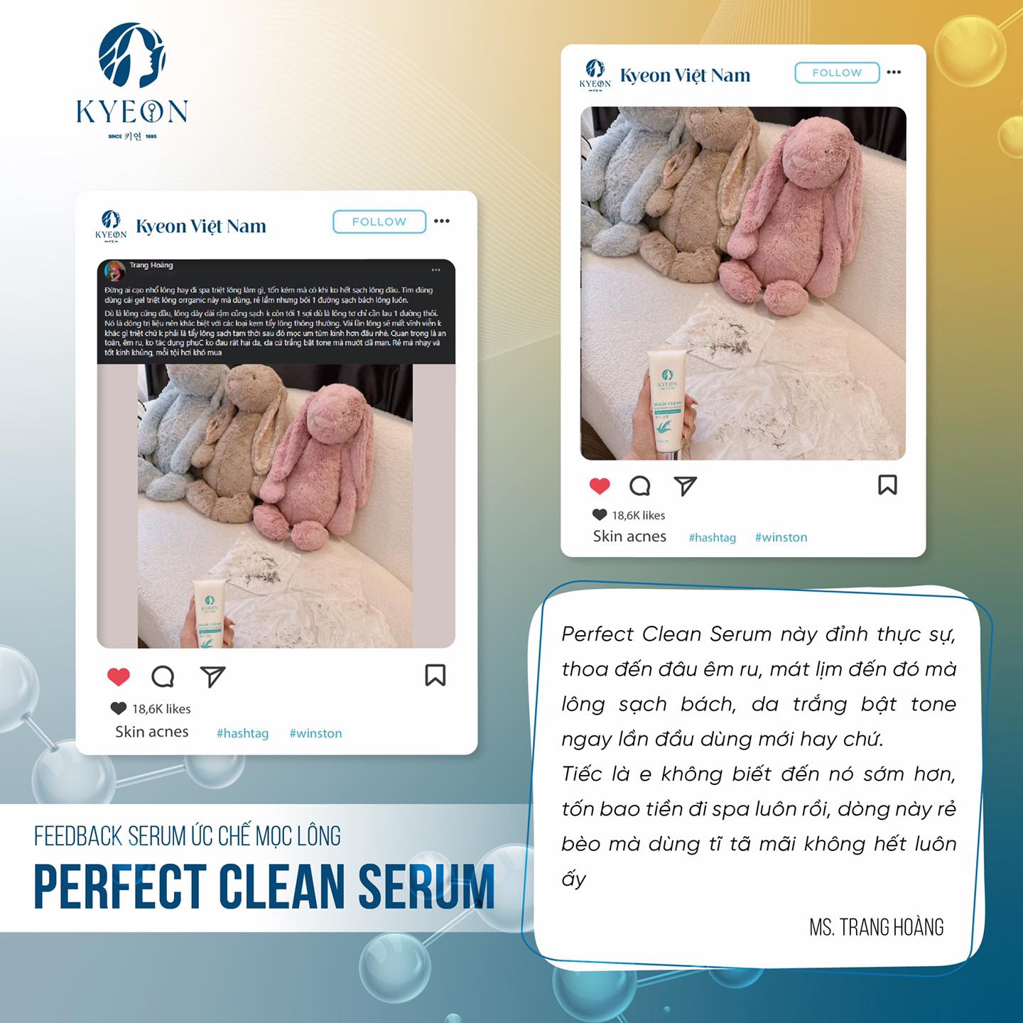 Serum ức chế mọc lông KYEON PERFECT CLEAN SERUM – Giải pháp làm đẹp mượt mà cho làn da nhạy cảm 1 Phản hồi của khách hàng sau khi sử dụng Serum ức chế mọc lông KYEON PERFECT CLEAN SERUM - Da mịn màng, sáng màu và lỗ chân lông se khít sau khi sử dụng serum ức chế mọc lông KYEON