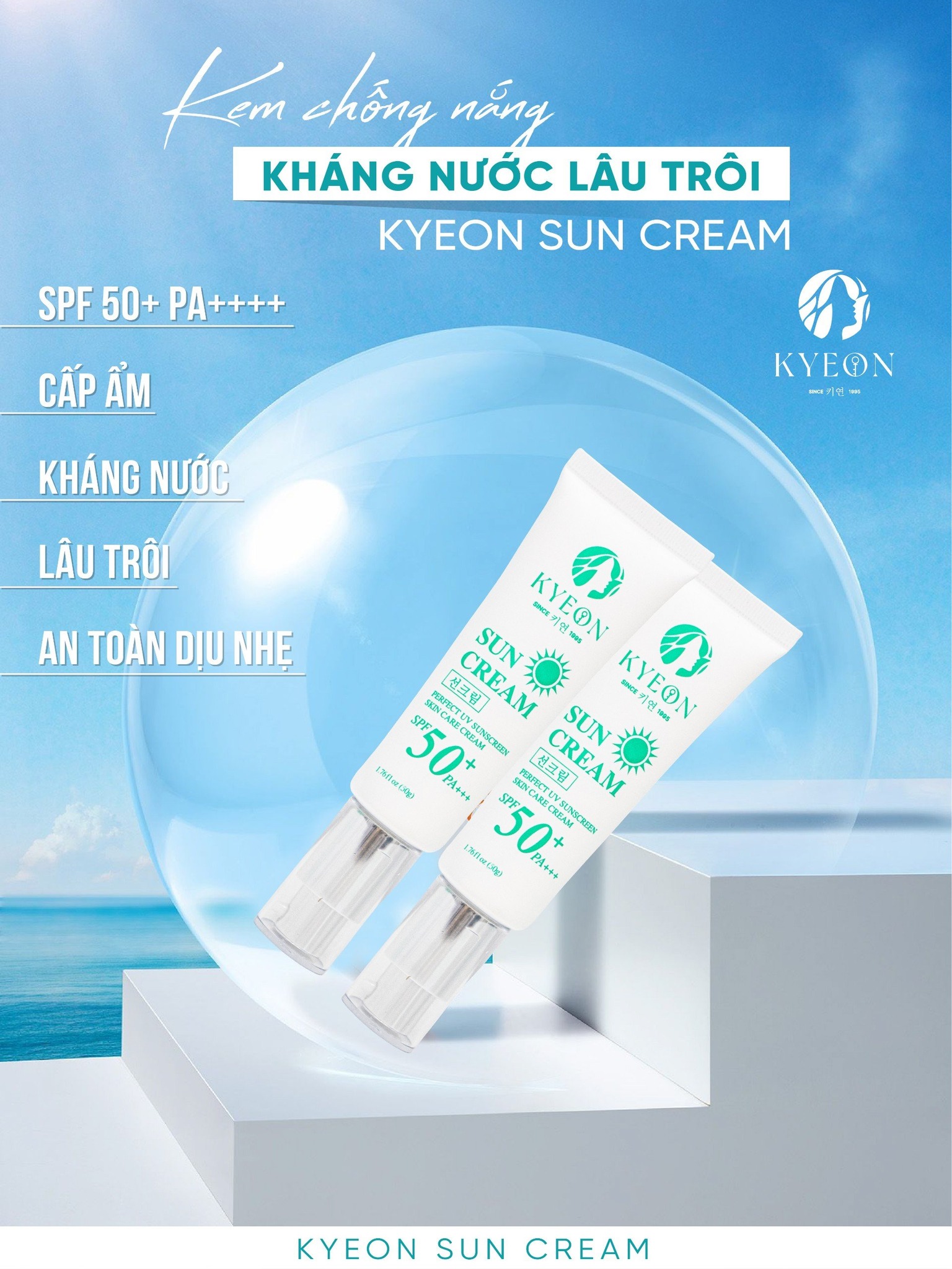 Combo chăm sóc da sau tắm trắng với Kyeon Whitening Body Lotion & SunCream 4 Kyeon Perfect UV SunCream bảo vệ da sau tắm trắng, đặc biệt khi đi biển hay hoạt động ngoài trời